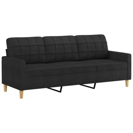 3-Seater Sofa Black 180 cm Fabric