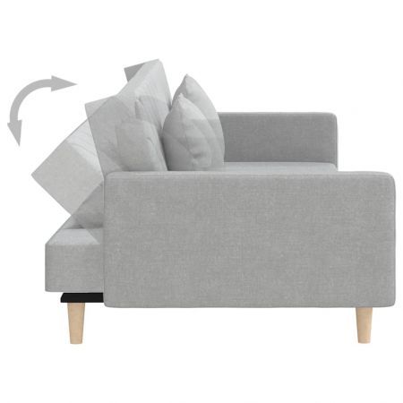 2-Seater Sofa Bed with Two Pillows Light Grey Fabric