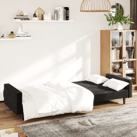 2-Seater Sofa Bed Black Velvet