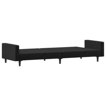 2-Seater Sofa Bed Black Velvet