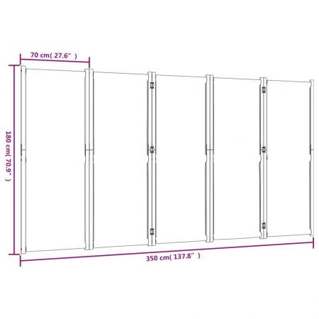 5-Panel Room Divider Light Grey 350x180 cm