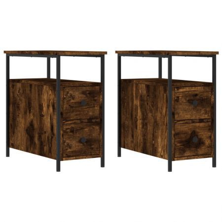 Bedside Cabinets 2 pcs Smoked Oak 30x60x60 cm Engineered Wood