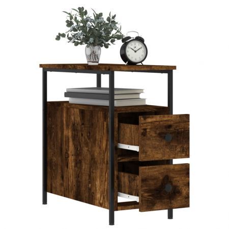 Bedside Cabinets 2 pcs Smoked Oak 30x60x60 cm Engineered Wood