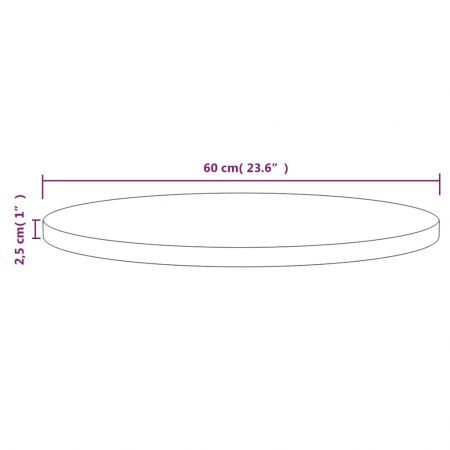 Table Top White Ø60x2.5 cm Solid Wood Pine