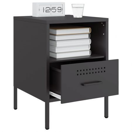 Bedside Cabinets 2 pcs Black 36x39x50.5 cm Cold-rolled Steel