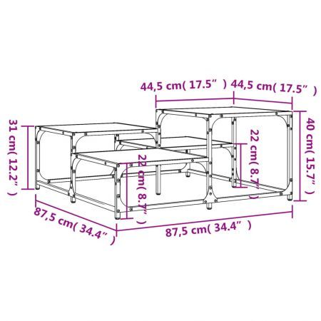 Coffee Table Black 87.5x87.5x40 cm Engineered Wood