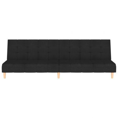 2-Seater Sofa Bed Black Fabric