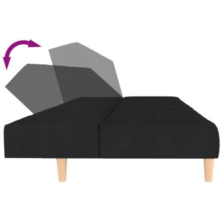 2-Seater Sofa Bed Black Fabric