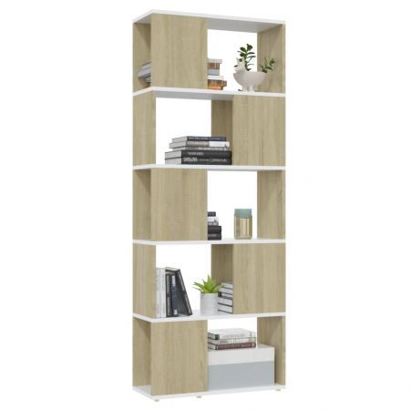 Book Cabinet Room Divider White&Sonoma Oak 60x24x155 cm