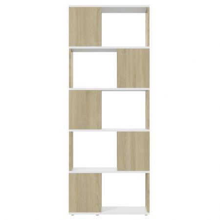 Book Cabinet Room Divider White&Sonoma Oak 60x24x155 cm