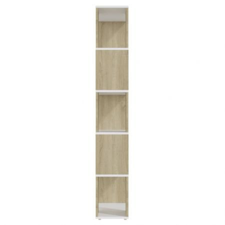 Book Cabinet Room Divider White&Sonoma Oak 60x24x155 cm