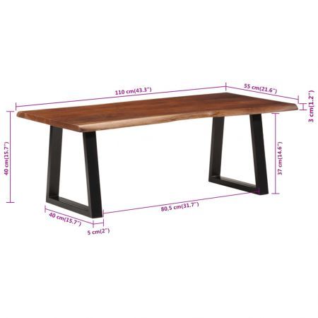 Coffee Table Honey Brown 110x55x40 cm Solid Wood Acacia