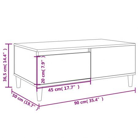 Coffee Table Grey Sonoma 90x50x36.5 cm Engineered Wood