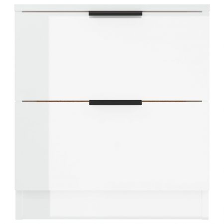 Bedside Cabinets 2 pcs High Gloss White Engineered Wood