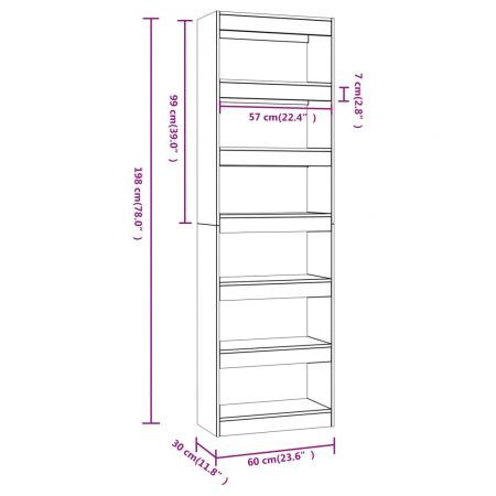 Book Cabinet/Room Divider Concrete Grey 60x30x198 cm