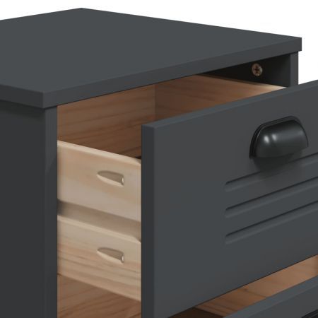 Bedside Cabinet VIKEN Anthracite Grey Engineered Wood