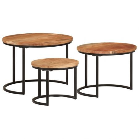 Nesting Tables 3 pcs Solid Wood Acacia