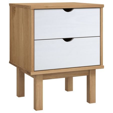 Bedside Cabinet OTTA Brown&White 45x39x57cm Solid Wood Pine