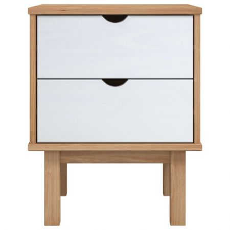 Bedside Cabinet OTTA Brown&White 45x39x57cm Solid Wood Pine