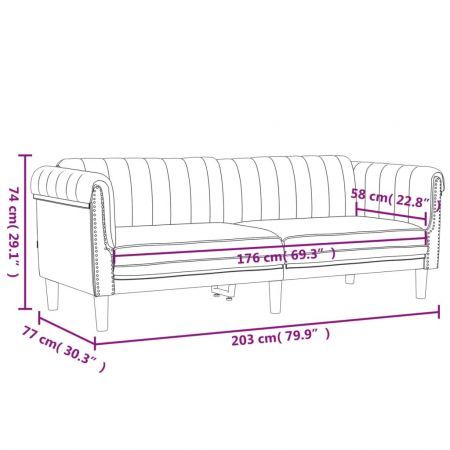 Sofa 3-Seater Dark Grey Velvet