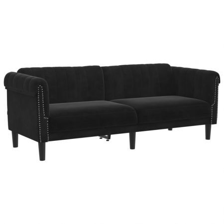 Sofa 3-Seater Black Velvet