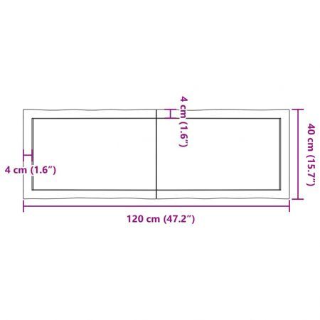 Table Top Dark Brown 120x40x(2-4) cm Treated Solid Wood Live Edge