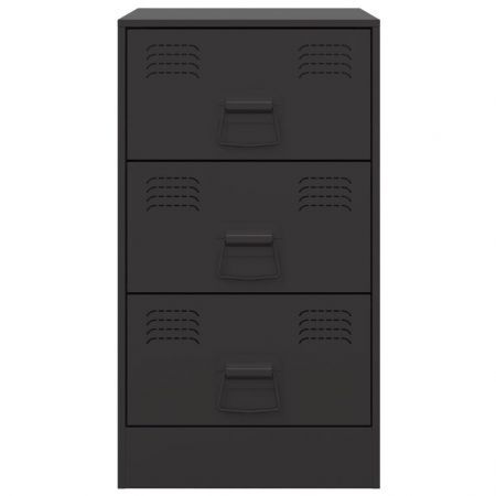 Bedside Cabinets 2pcs Black 34.5x39x62 cm Steel