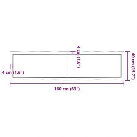 Table Top Dark Brown 160x40x(2-4) cm Treated Solid Wood Live Edge