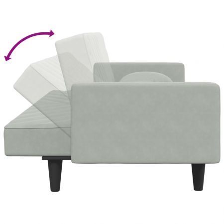 2 Piece Sofa Set with Pillows Light Grey Velvet