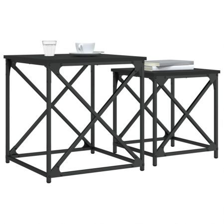 Nesting Coffee Tables 2 pcs Black Engineered Wood