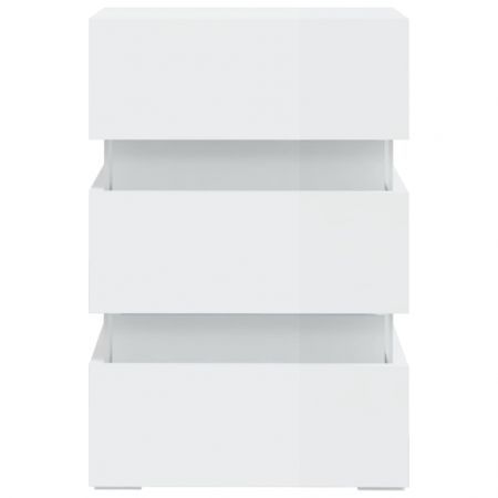 LED Bedside Cabinet High Gloss White 45x35x67 cm Engineered Wood