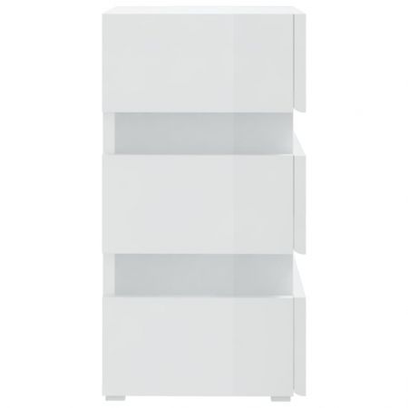 LED Bedside Cabinet High Gloss White 45x35x67 cm Engineered Wood