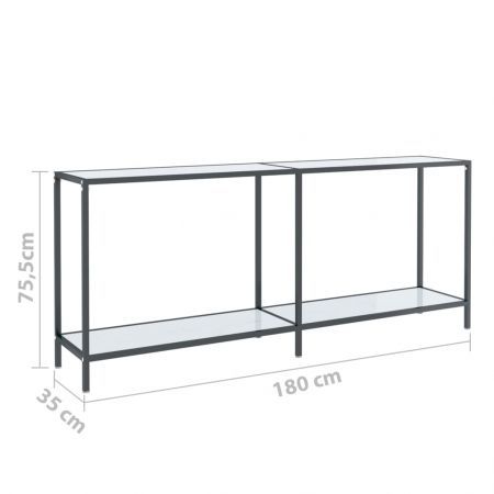 Console Table White 180x35x75.5 cm Tempered Glass