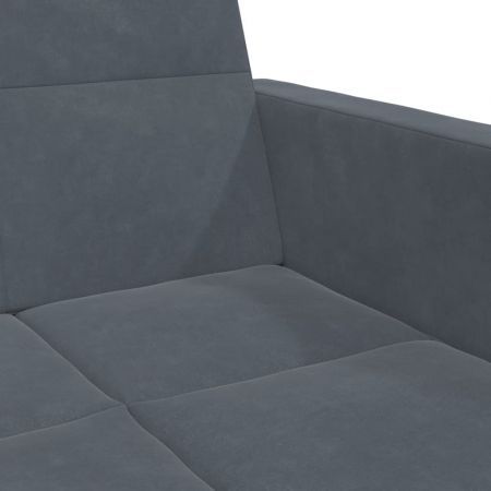 2-Seater Sofa Bed with Footstool Dark Grey Velvet