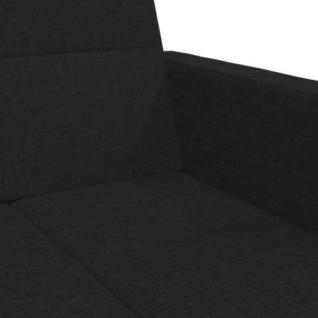 2-Seater Sofa Bed with Footstool Black Fabric