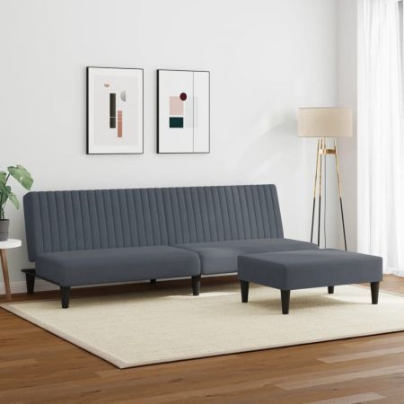 2 Piece Sofa Set Dark Grey Velvet