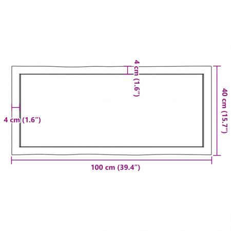 Table Top Light Brown 100x40x(2-6)cm Treated Solid Wood Live Edge