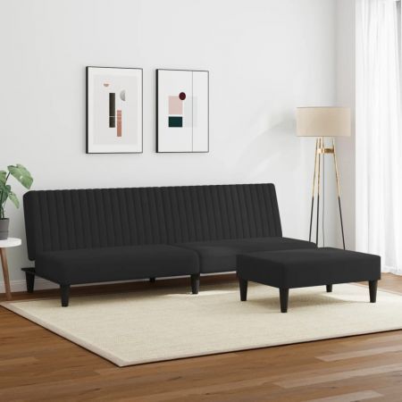 2 Piece Sofa Set Black Velvet