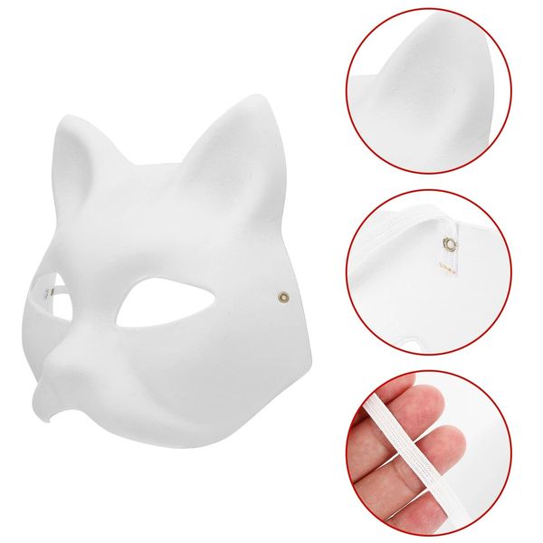 10PCS Cat Mask Therian Masks White Cat Masks Dress Up Masks DIY White Masks Cosplay Masks Costume Party Favors