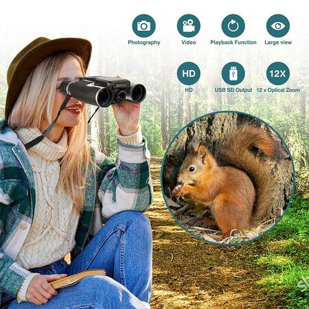 2 inch LCD Display Digital Camera Binoculars 12x32 5MP Video Photo Recorder Digital Camera Telescope for Watching Bird, Football Game