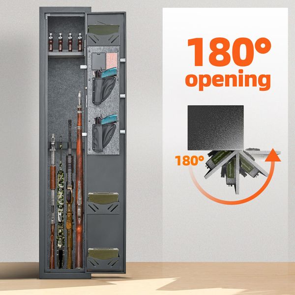 Steel Gun Safe Box Case 4 Rifles Cabinet 6 Pistols Holder Firearm Locker with LED Home Storage Security Lockbox Heavy Duty Organizer Digital Keypad