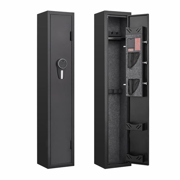 Steel Gun Safe Box Case 4 Rifles Cabinet 6 Pistols Holder Firearm Locker with LED Home Storage Security Lockbox Heavy Duty Organizer Digital Keypad