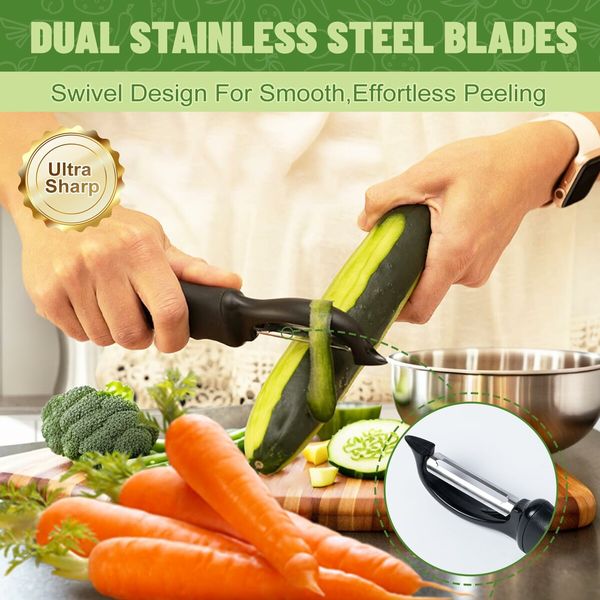 Swivel Vegetable Peeler,Potato Peeler with Blemish Remover,Veggie Peeler with Sharp Stainless Steel Blades,Fruit Peeler with Comfortable Handle for Kitchen