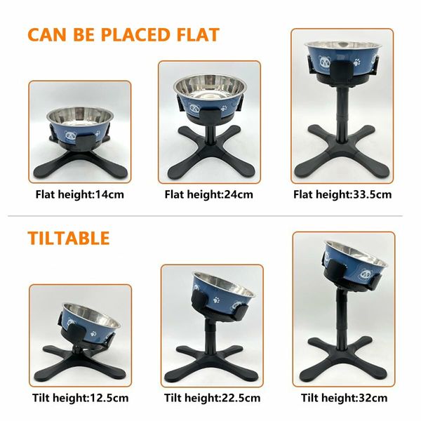 Adjustable Raised Dog Bowl Stand for Small, Medium & Large Dogs with Feeder Bowl