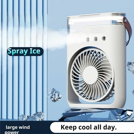 Air Misting Fan Portable USB Powered Rechargeable Summer Cool Fan Evaporative 3 Spray Air Cooler LED Night Light