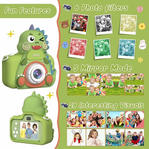 Kids Digital Camera Toy with 32GB Card Portable Child Video Camera with Silicone Cover Ideal Gift for Kids