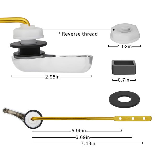 Toilet Flush Handle Replacement Kit,Front Universal Toilet Bowl Replacement Kit,Toilet Repair Kit Inside Tank Chain Flusher Handle Lever Replacement Parts