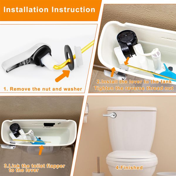 Toilet Flush Handle Replacement Kit,Front Universal Toilet Bowl Replacement Kit,Toilet Repair Kit Inside Tank Chain Flusher Handle Lever Replacement Parts