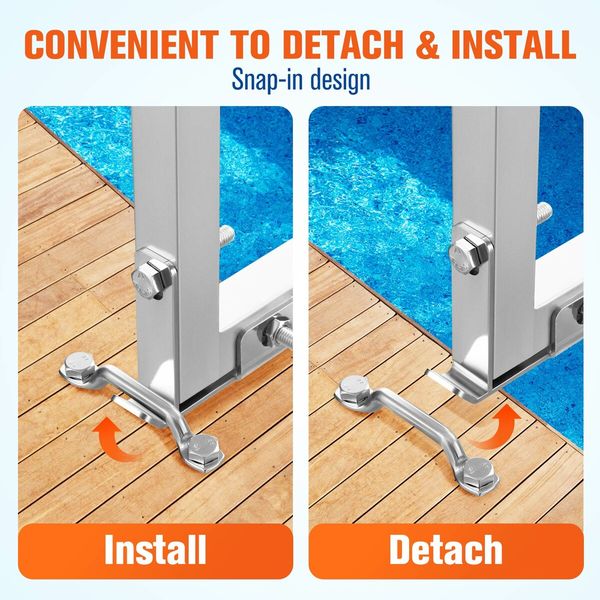 3-Step Boat Dock Pool Ladder Removable Aluminium Stairs Pontoon Deck Boarding Steps 227kg Load Inground Swim Pools Safety Handrail Non Slip