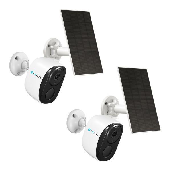 Wireless Security Camera*2 Home CCTV House Indoor Outdoor WiFi Surveillance System Waterproof with Solar Panel Battery